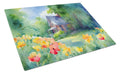 Massachusetts Mayflowers in Watercolor Cutting Board Tempered Glass Kitchen Cutting Surface, Heat Resistant Chopping, Non-Slip Feet, Food Prep & Serving