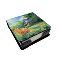 Massachusetts Mayflowers in Watercolor PU Leather Note Paper Holder with Artist-Designed Cover, Desk Accessory, Office Gift