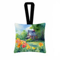 Massachusetts Mayflowers in Watercolor Hanging Square Fabric Ornament 3.5 × 3.5 Decorative Door-Knob & Tree Hanger, Soft Fabric