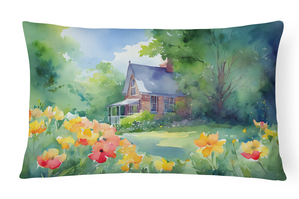 Massachusetts Mayflowers in Watercolor Decorative Throw Pillow 12x16 Indoor Outdoor Accent Cushion, Fabric Cover with Insert for Sofa, Bed, Porch & Living Room