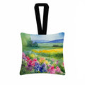Massachusetts Mayflowers in Watercolor Hanging Square Fabric Ornament 3.5 × 3.5 Decorative Door-Knob & Tree Hanger, Soft Fabric