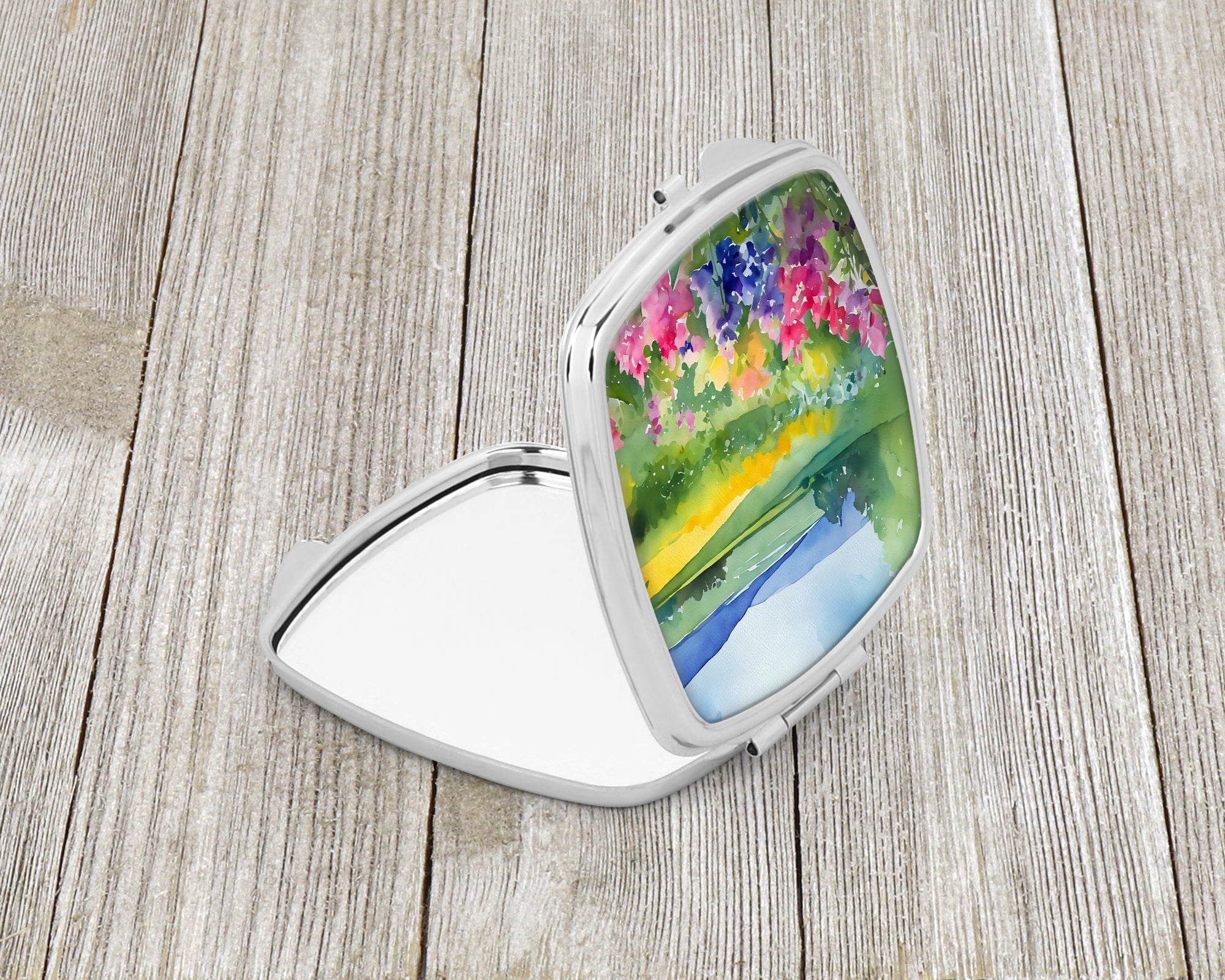 Massachusetts Mayflowers in Watercolor Compact Mirror Decorative Travel Makeup Mirror for Women Girls Gifts Pocket Makeup Mirror Folding Handheld