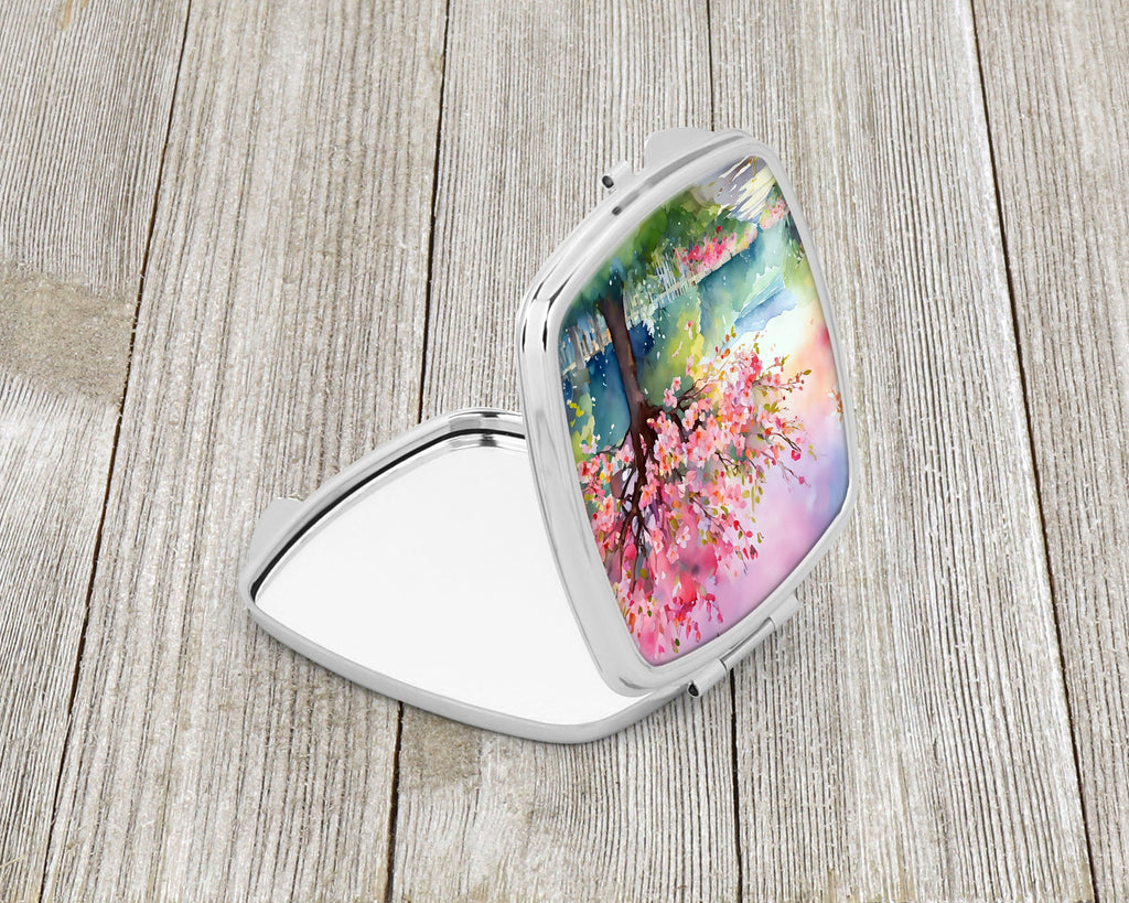 Michigan Apple Blossoms in Watercolor Compact Mirror Decorative Travel Makeup Mirror for Women Girls Gifts Pocket Makeup Mirror Folding Handheld