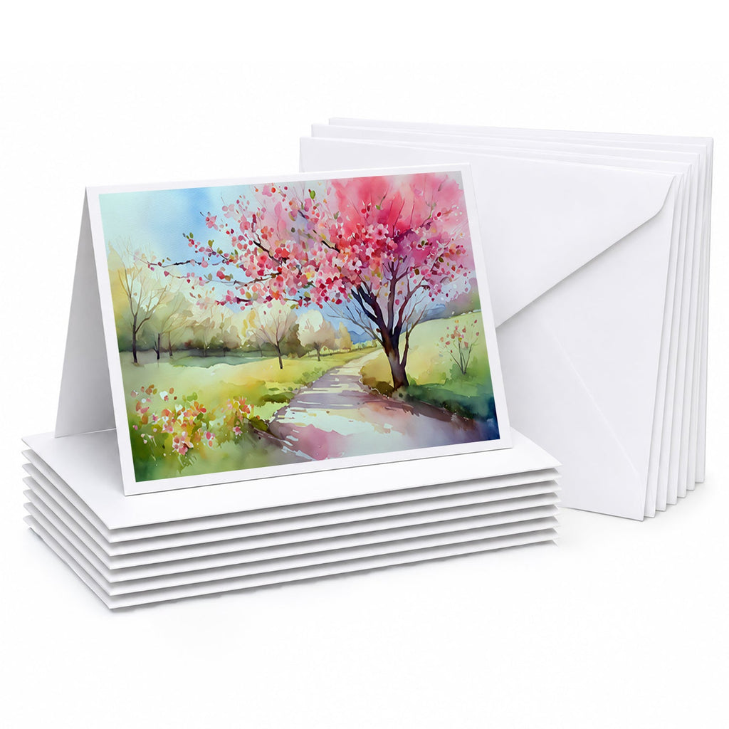 Michigan Apple Blossoms in Watercolor Greeting Cards Pack of 8 Blank Cards with Envelopes Whimsical A7 Size 5x7