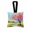 Michigan Apple Blossoms in Watercolor Hanging Square Fabric Ornament 3.5 × 3.5 Decorative Door-Knob & Tree Hanger, Soft Fabric
