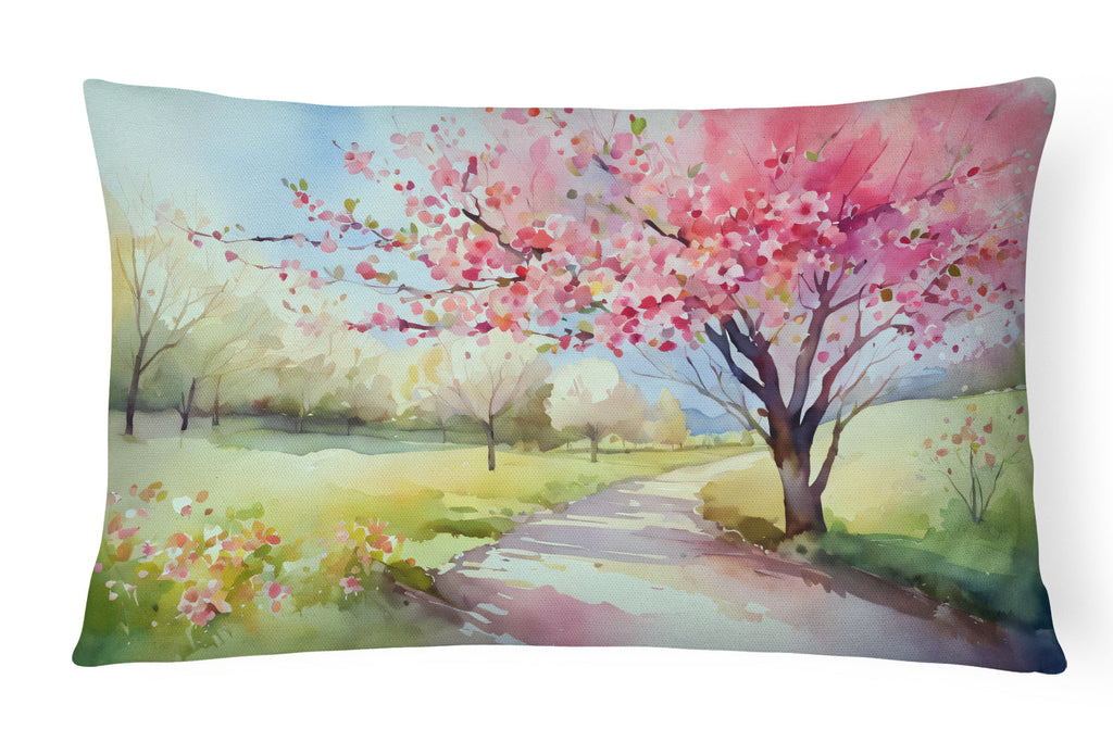 Michigan Apple Blossoms in Watercolor Fabric Decorative Pillow DAC1672PW1216