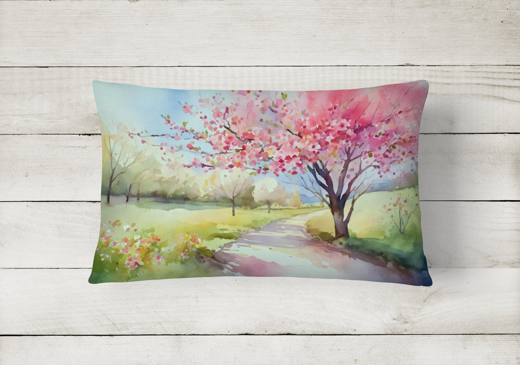 Michigan Apple Blossoms in Watercolor Fabric Decorative Pillow DAC1672PW1216