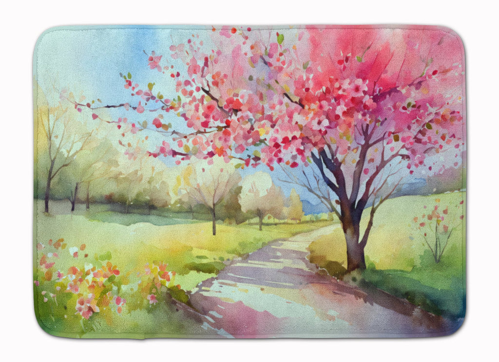 Michigan Apple Blossoms in Watercolor Memory Foam Kitchen Mat Machine Washable Anti-Fatigue Cushion Comfort Bath or Kitchen Rug