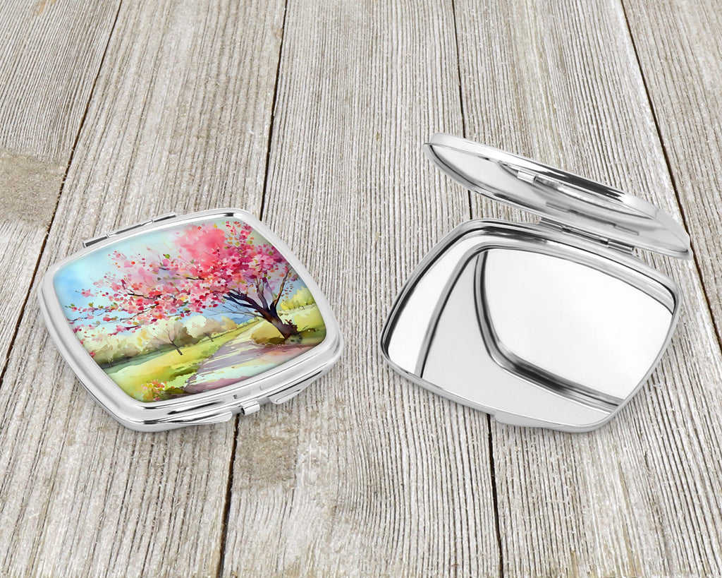 Michigan Apple Blossoms in Watercolor Compact Mirror Decorative Travel Makeup Mirror for Women Girls Gifts Pocket Makeup Mirror Folding Handheld
