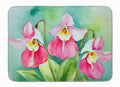 Minnesota Pink and White Lady’s Slippers in Watercolor Memory Foam Kitchen Mat Machine Washable Anti-Fatigue Cushion Comfort Bath or Kitchen Rug