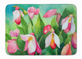 Minnesota Pink and White Lady’s Slippers in Watercolor Memory Foam Kitchen Mat Machine Washable Anti-Fatigue Cushion Comfort Bath or Kitchen Rug