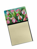 Minnesota Pink and White Lady’s Slippers in Watercolor Watercolor Sticky Note Holder Refillable Dispenser Desk Accessory 3x3 Pad Gift