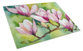 Mississippi Magnolia in Watercolor Cutting Board Tempered Glass Kitchen Surface, Heat Resistant Chopping with Non-Slip Feet,Food Prep & Serving