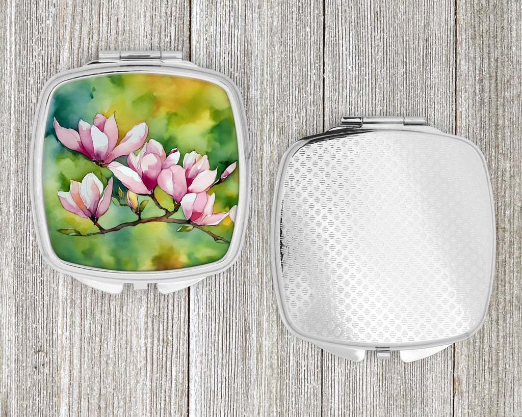 Mississippi Magnolia in Watercolor Compact Mirror Decorative Travel Makeup Mirror for Women Girls Gifts Pocket Makeup Mirror Folding Handheld