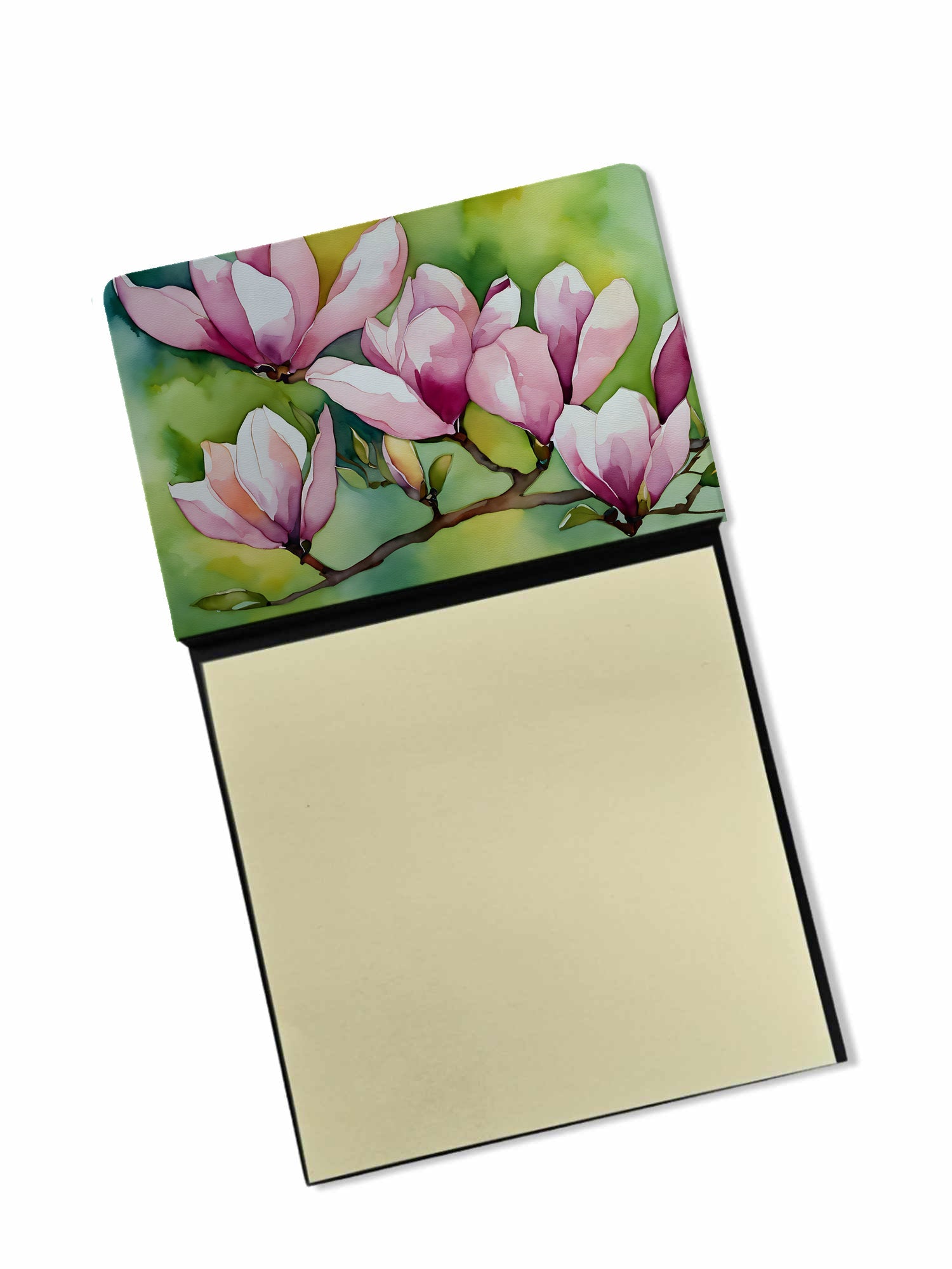 Mississippi Magnolia in Watercolor Watercolor Sticky Note Holder Refillable Dispenser Desk Accessory 3x3 Pad Gift