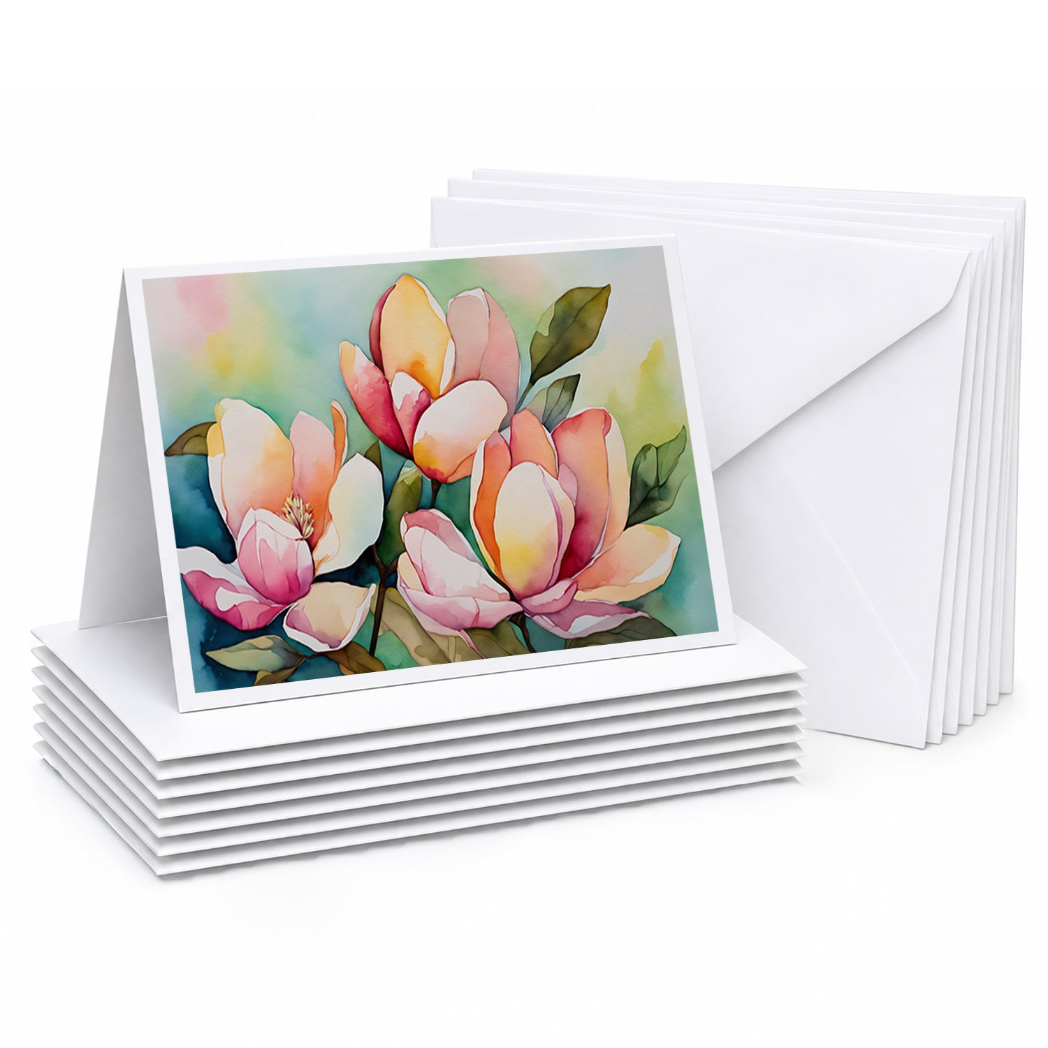 Mississippi Magnolia in Watercolor Greeting Cards Pack of 8 Blank Cards with Envelopes Whimsical A7 Size 5x7