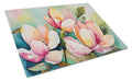 Mississippi Magnolia in Watercolor Cutting Board Tempered Glass Kitchen Surface, Heat Resistant Chopping with Non-Slip Feet,Food Prep & Serving