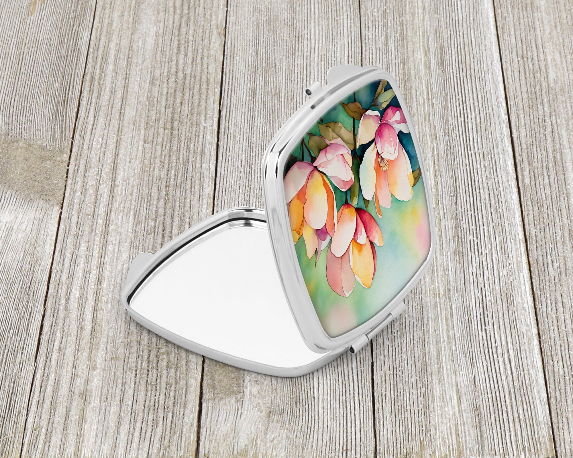 Mississippi Magnolia in Watercolor Compact Mirror Decorative Travel Makeup Mirror for Women Girls Gifts Pocket Makeup Mirror Folding Handheld