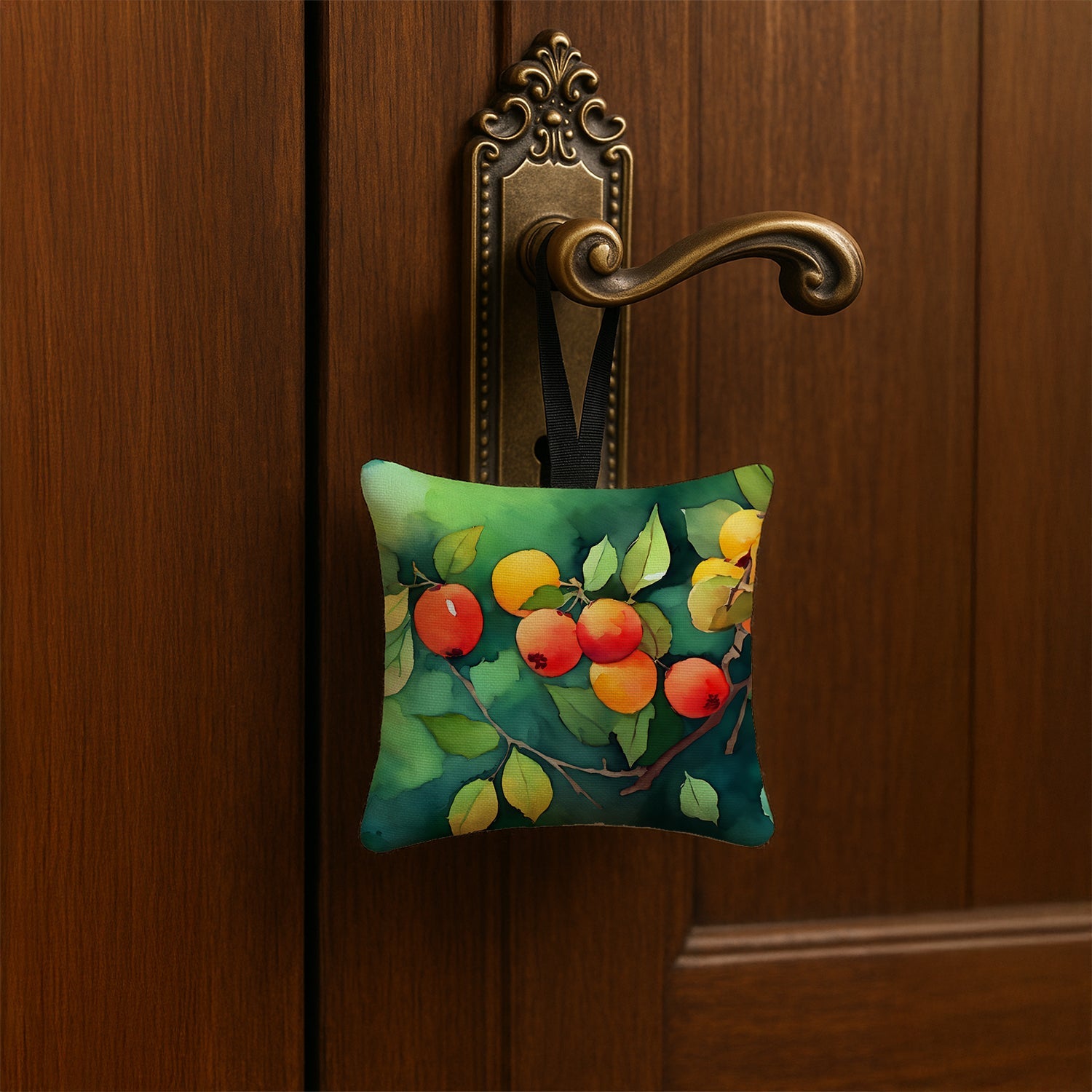 Missouri Hawthorns in Watercolor Hanging Square Fabric Ornament 3.5 × 3.5 Decorative Door-Knob & Tree Hanger, Soft Fabric
