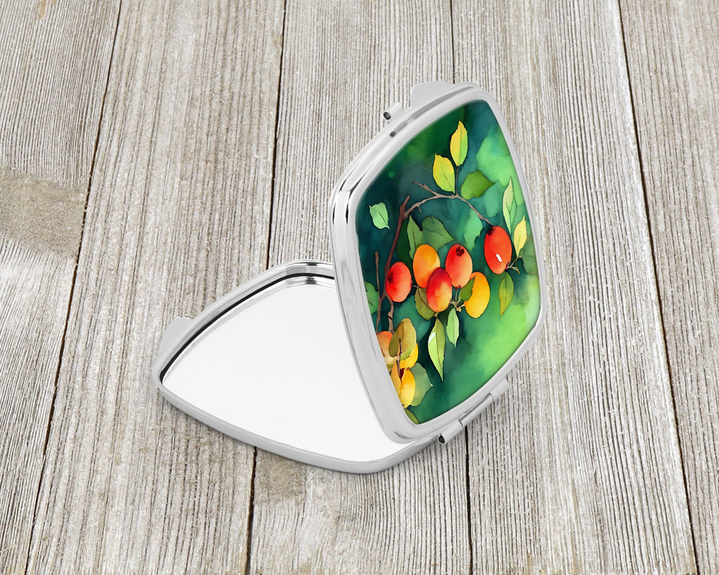 Missouri Hawthorns in Watercolor Compact Mirror Decorative Travel Makeup Mirror for Women Girls Gifts Pocket Makeup Mirror Folding Handheld