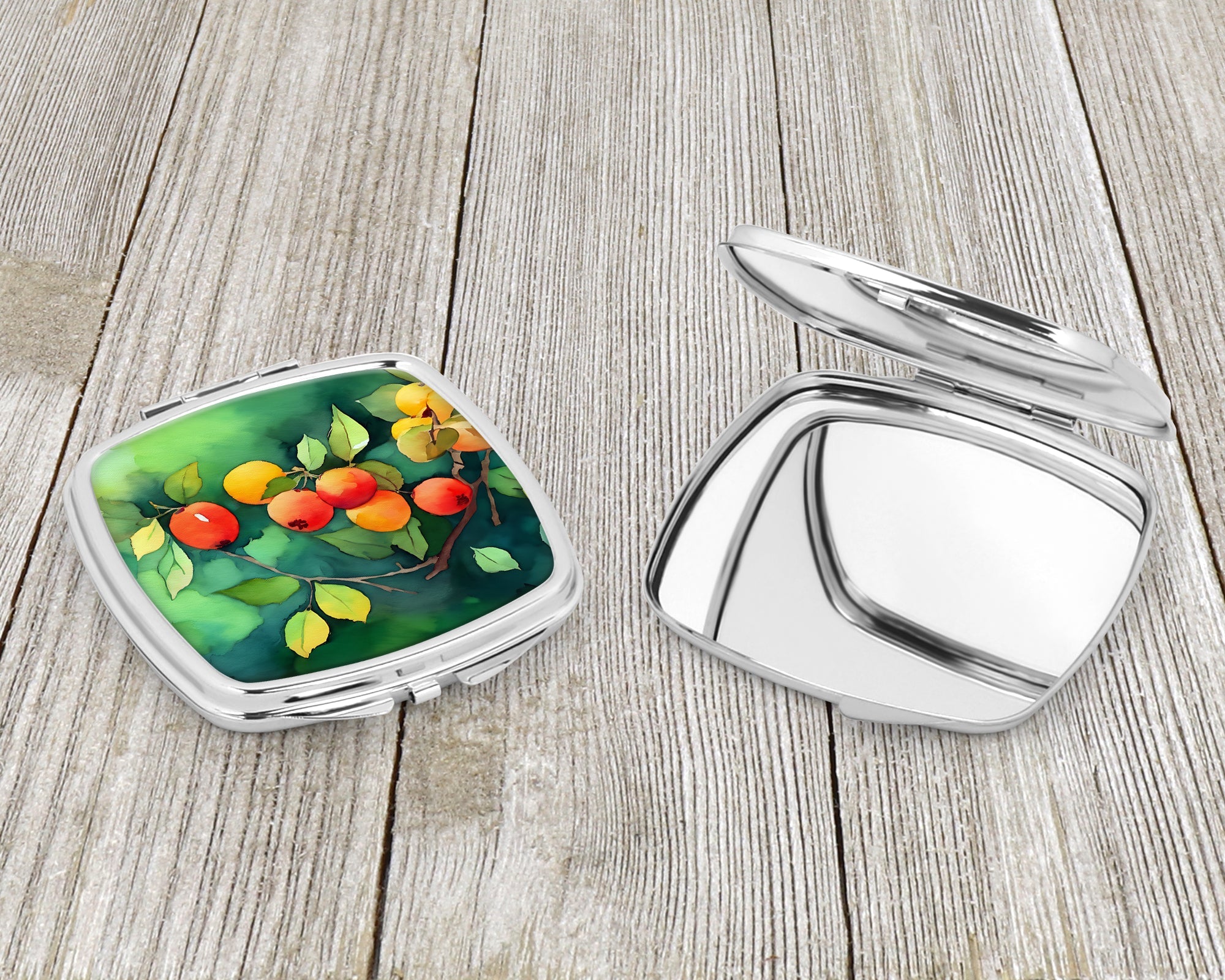 Missouri Hawthorns in Watercolor Compact Mirror Decorative Travel Makeup Mirror for Women Girls Gifts Pocket Makeup Mirror Folding Handheld