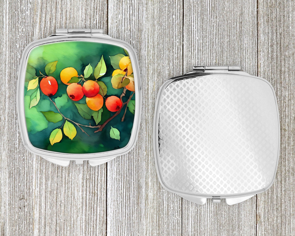 Missouri Hawthorns in Watercolor Compact Mirror Decorative Travel Makeup Mirror for Women Girls Gifts Pocket Makeup Mirror Folding Handheld