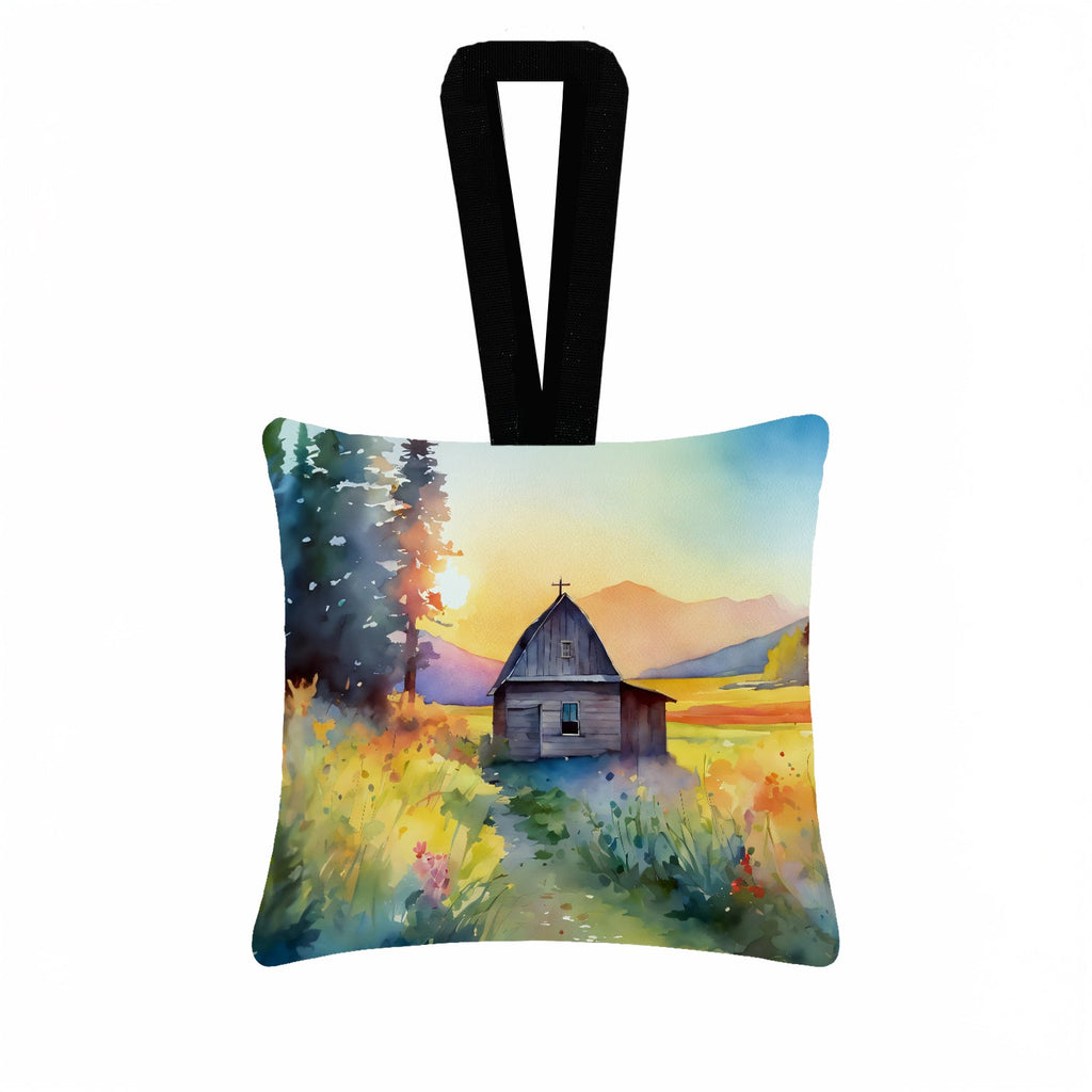 Montana Bitterroot in Watercolor Hanging Square Fabric Ornament 3.5 × 3.5 Decorative Door-Knob & Tree Hanger, Soft Fabric