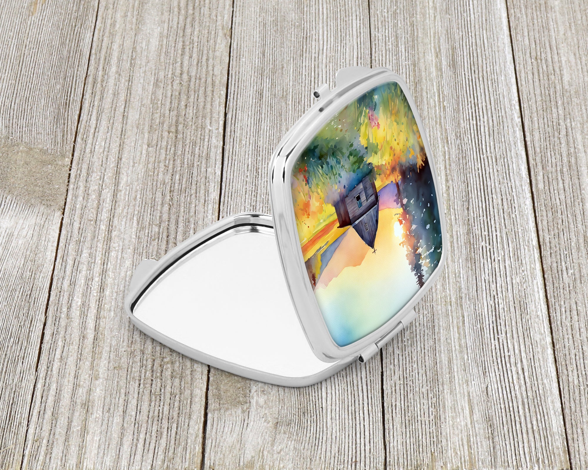 Montana Bitterroot in Watercolor Compact Mirror Decorative Travel Makeup Mirror for Women Girls Gifts Pocket Makeup Mirror Folding Handheld