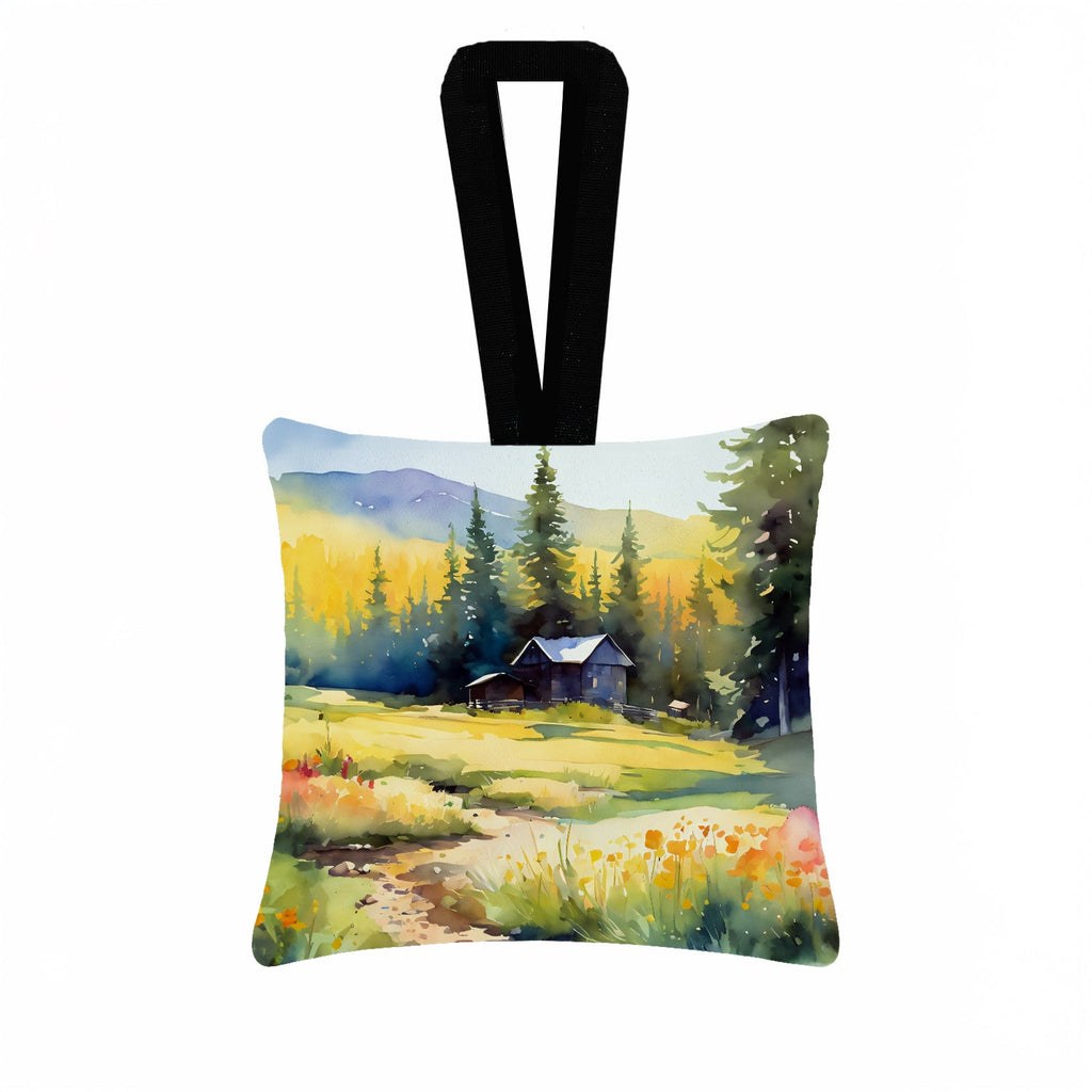 Montana Bitterroot in Watercolor Hanging Square Fabric Ornament 3.5 × 3.5 Decorative Door-Knob & Tree Hanger, Soft Fabric
