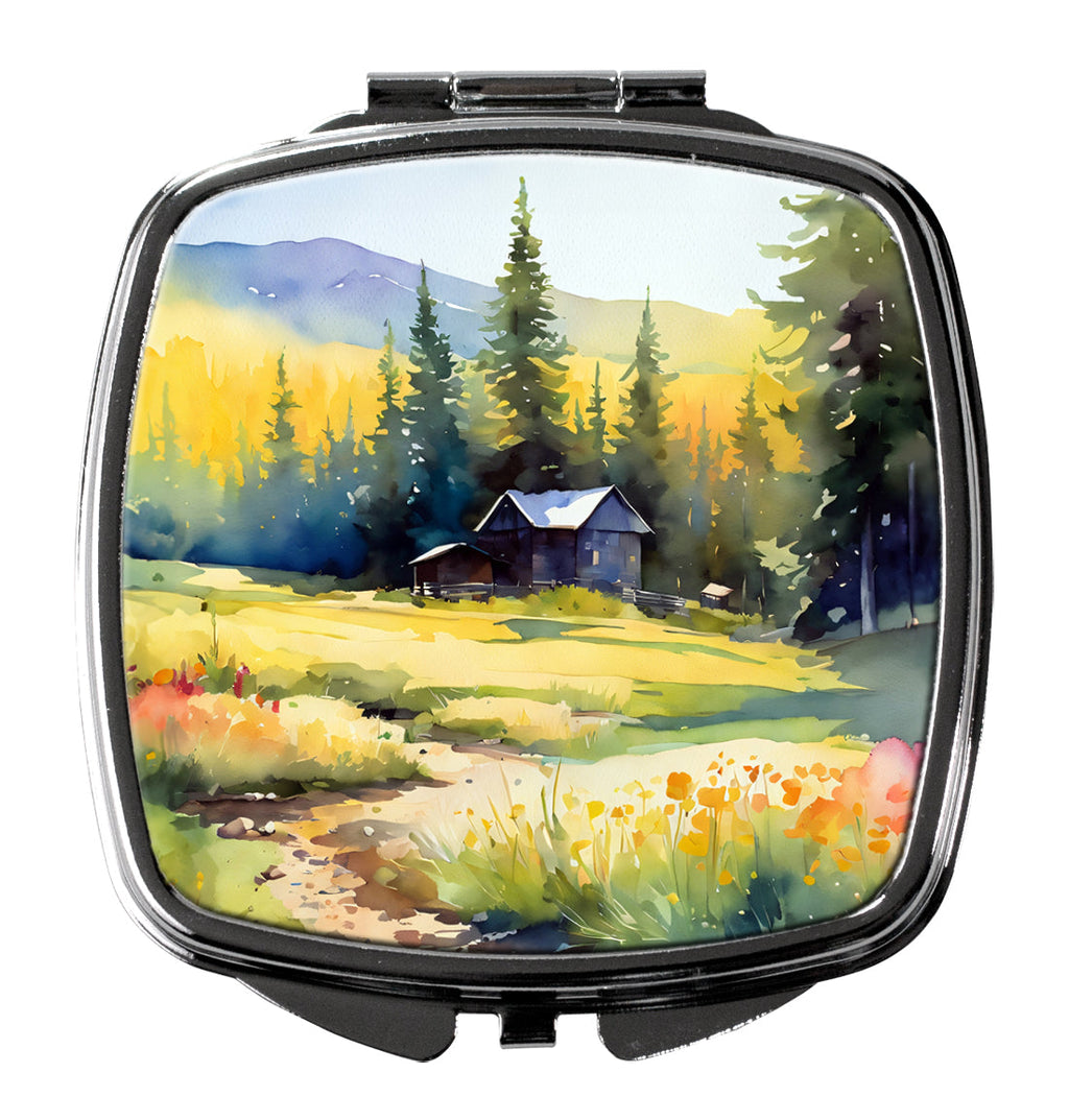 Montana Bitterroot in Watercolor Compact Mirror Decorative Travel Makeup Mirror for Women Girls Gifts Pocket Makeup Mirror Folding Handheld