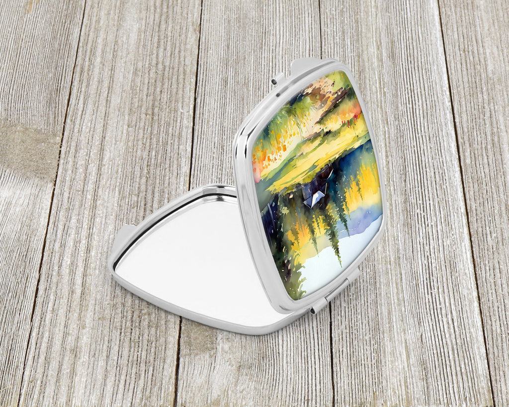 Montana Bitterroot in Watercolor Compact Mirror Decorative Travel Makeup Mirror for Women Girls Gifts Pocket Makeup Mirror Folding Handheld