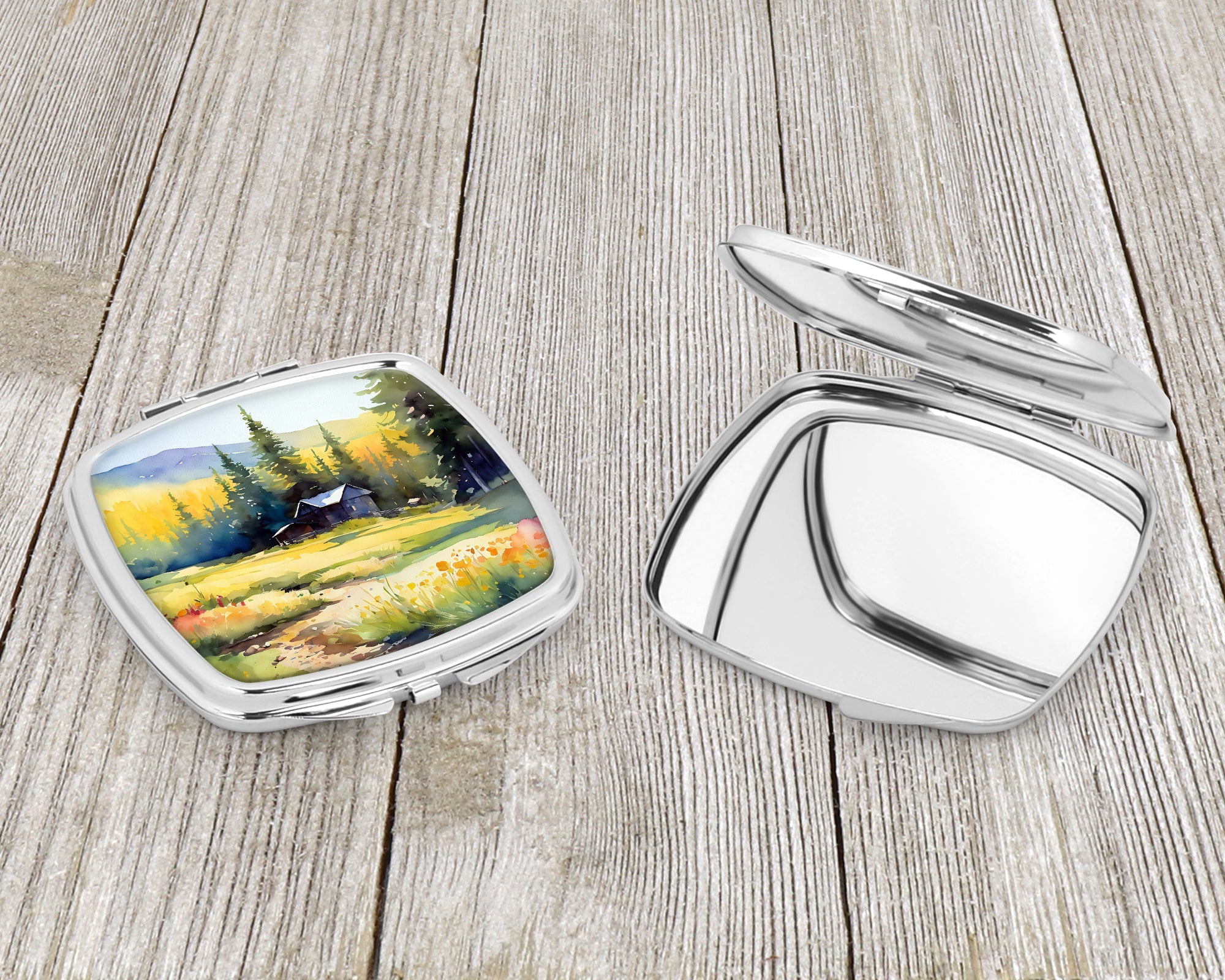 Montana Bitterroot in Watercolor Compact Mirror Decorative Travel Makeup Mirror for Women Girls Gifts Pocket Makeup Mirror Folding Handheld