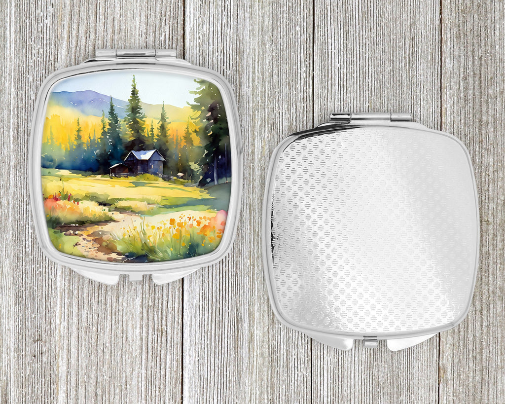 Montana Bitterroot in Watercolor Compact Mirror Decorative Travel Makeup Mirror for Women Girls Gifts Pocket Makeup Mirror Folding Handheld