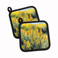 Nebraska Goldenrod in Watercolor Pot Holder Set of 2 Heat Resistant Quilted Hot Pads 7.5 x 7.5 Inch, Insulated Kitchen Trivets for Cooking & Baking