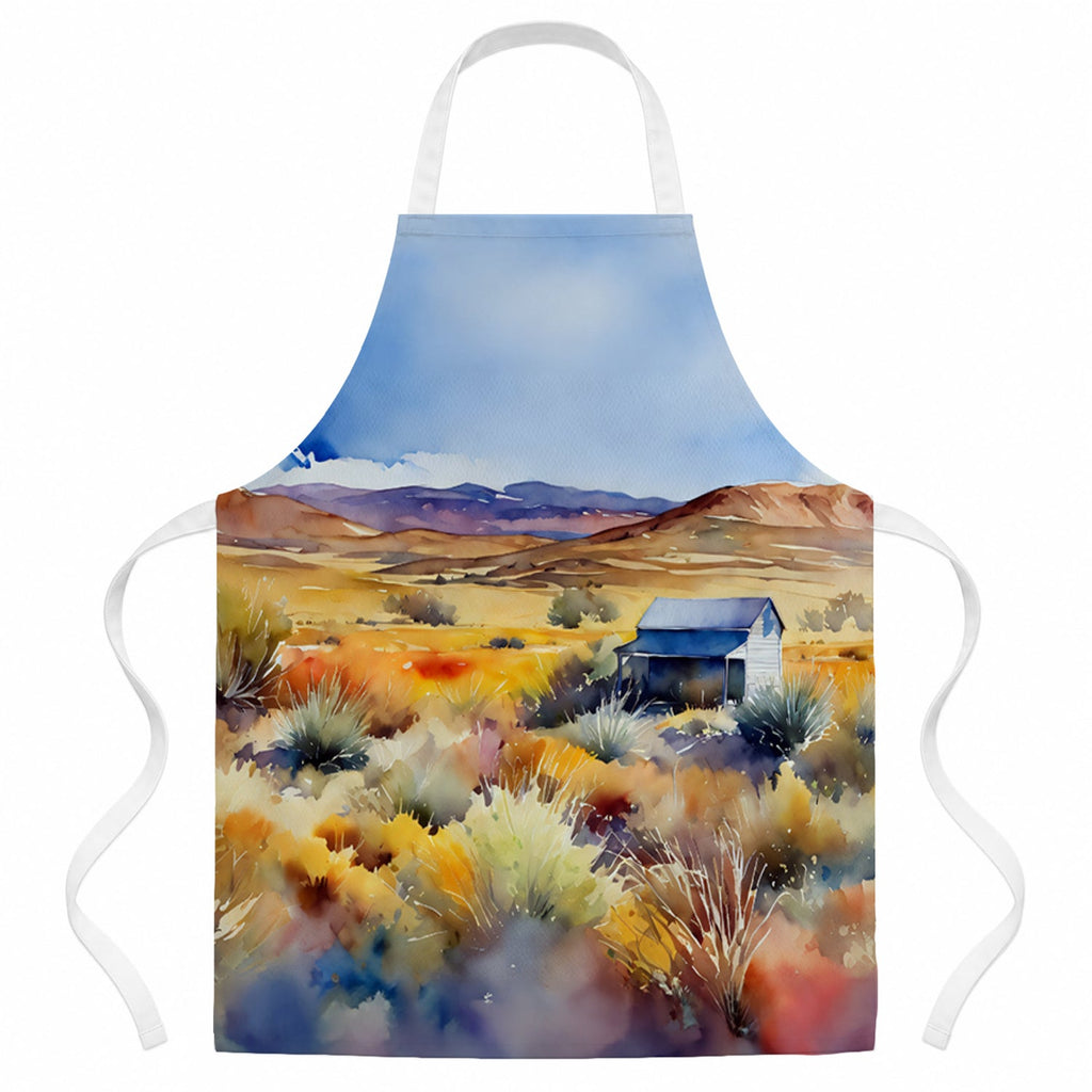 Nevada Sagebrush in Watercolor Apron Cooking Kitchen Server Baking Crafts Gardening for Adult Women Men, Unisex, Large, Multicolor