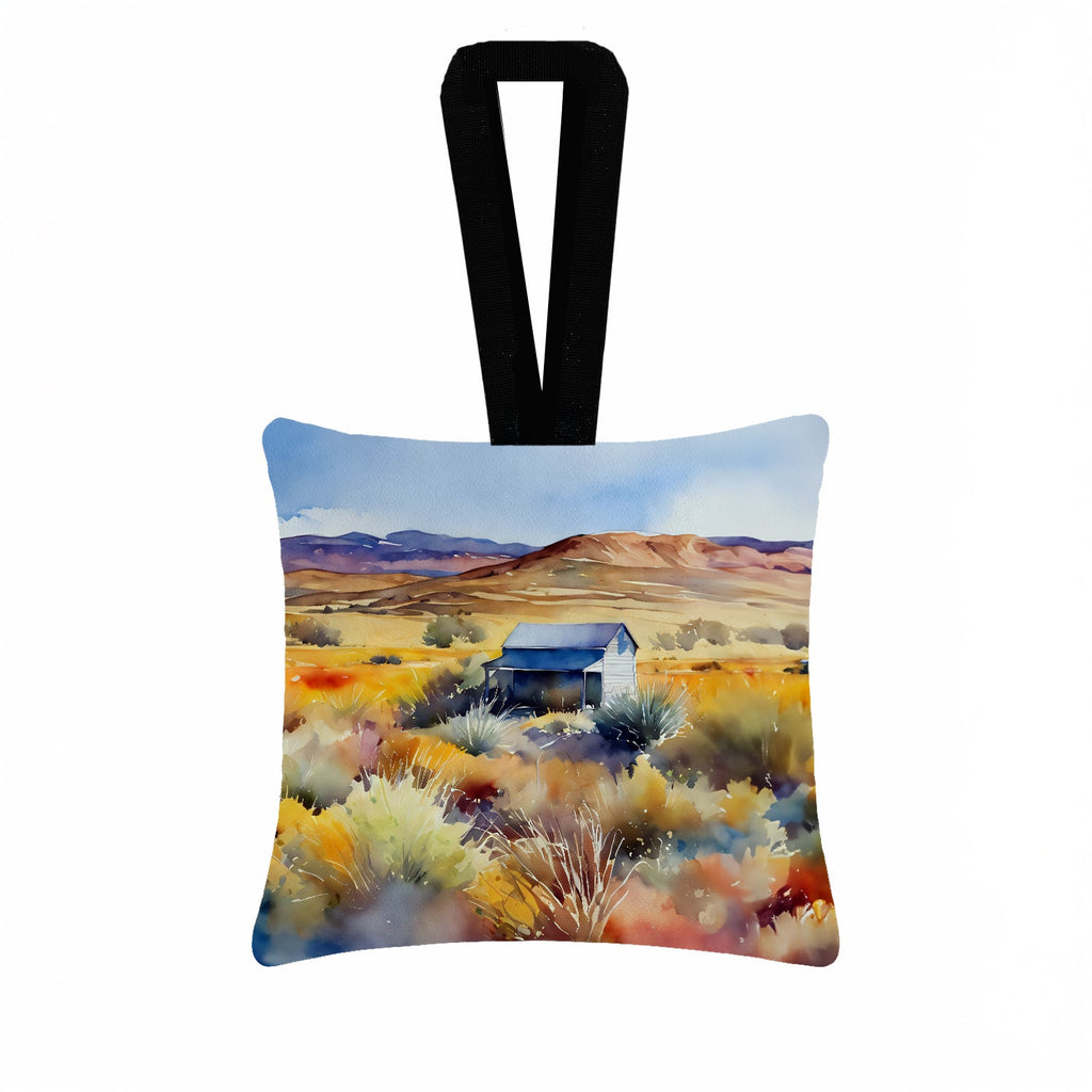 Nevada Sagebrush in Watercolor Hanging Square Fabric Ornament 3.5 × 3.5 Decorative Door-Knob & Tree Hanger, Soft Fabric