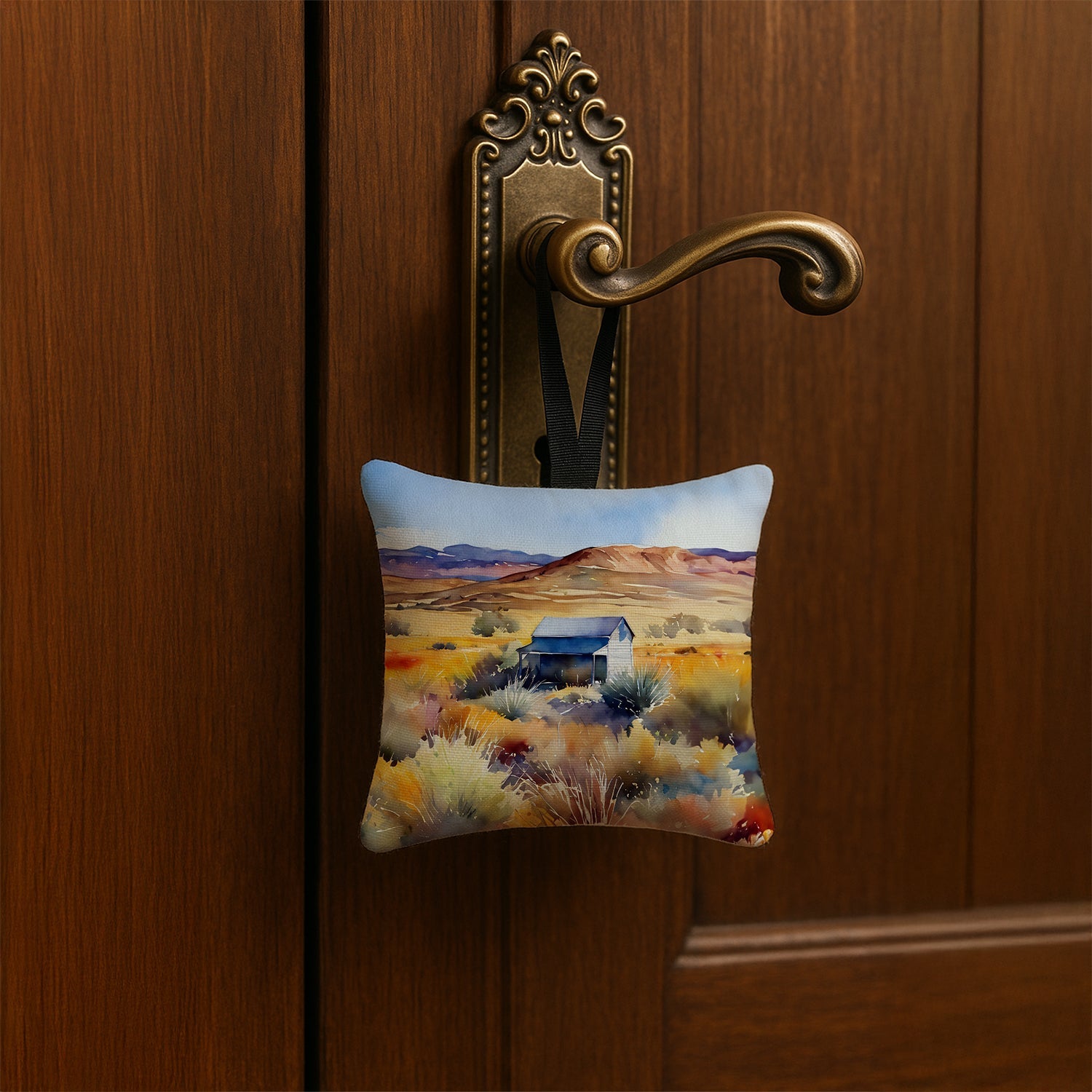 Nevada Sagebrush in Watercolor Hanging Square Fabric Ornament 3.5 × 3.5 Decorative Door-Knob & Tree Hanger, Soft Fabric