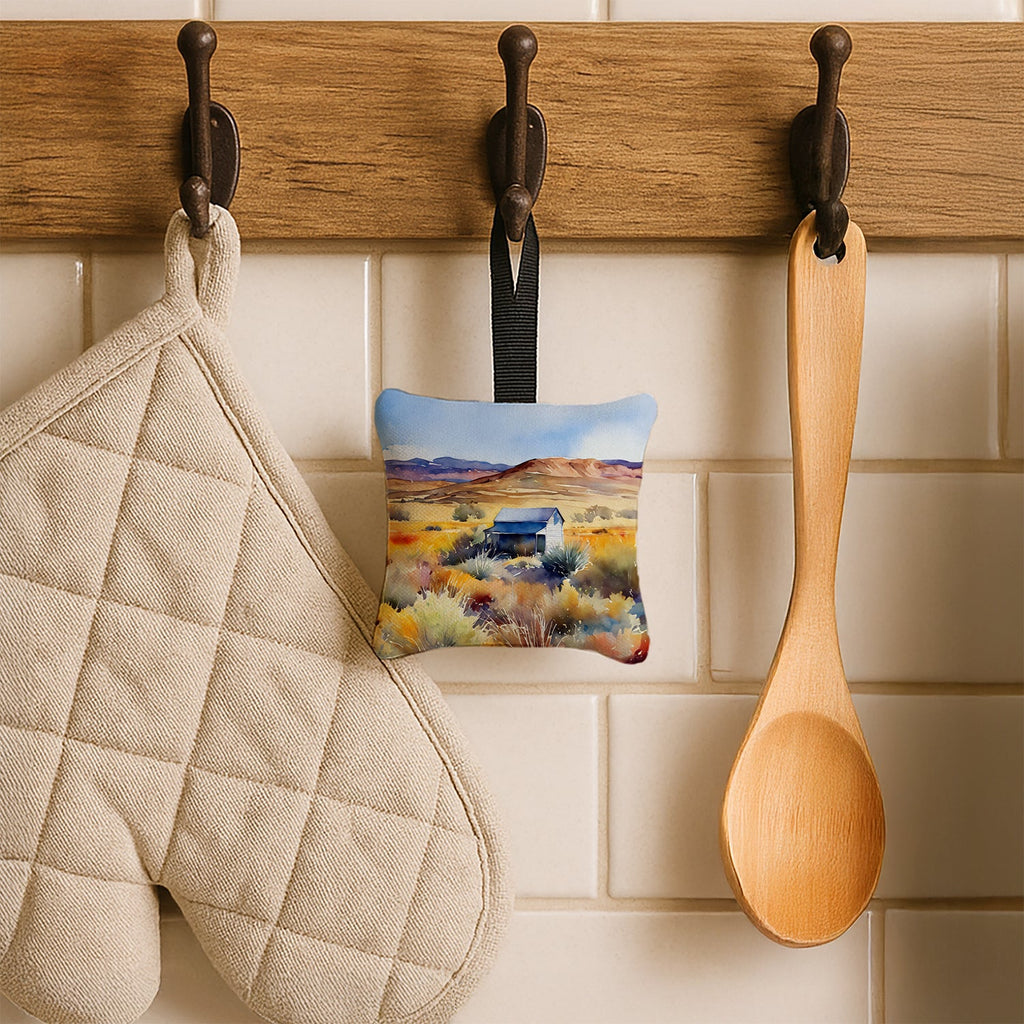 Nevada Sagebrush in Watercolor Hanging Square Fabric Ornament 3.5 × 3.5 Decorative Door-Knob & Tree Hanger, Soft Fabric