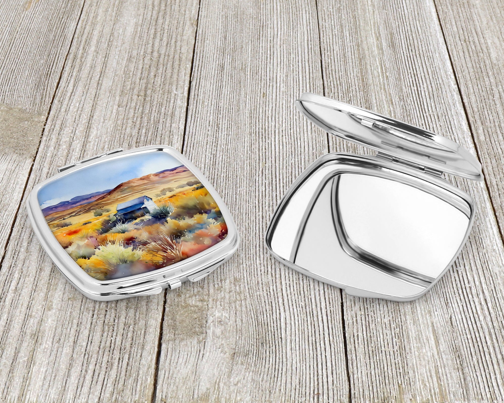 Nevada Sagebrush in Watercolor Compact Mirror Decorative Travel Makeup Mirror for Women Girls Gifts Pocket Makeup Mirror Folding Handheld