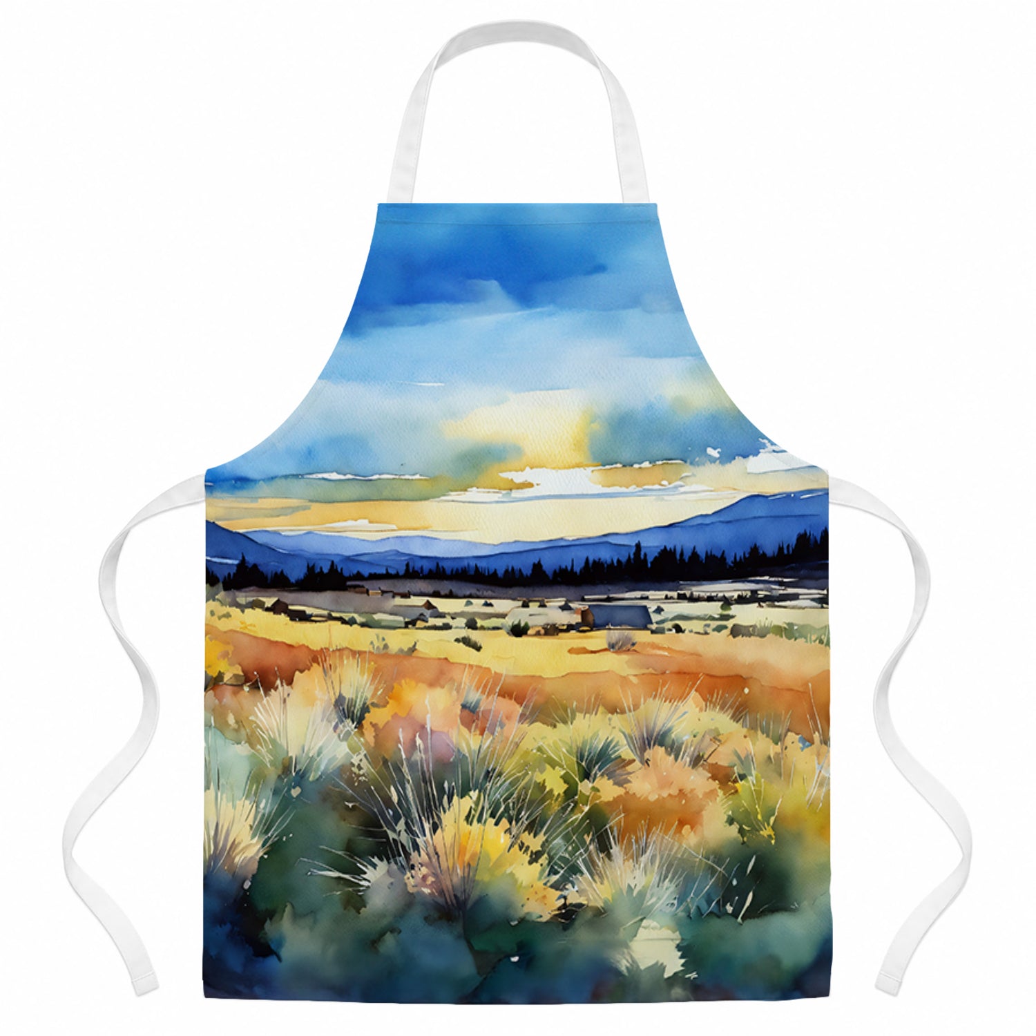 Nevada Sagebrush in Watercolor Apron Cooking Kitchen Server Baking Crafts Gardening for Adult Women Men, Unisex, Large, Multicolor