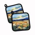 Nevada Sagebrush in Watercolor Pot Holder Set of 2 Heat Resistant Quilted Hot Pads 7.5 x 7.5 Inch, Insulated Kitchen Trivets for Cooking & Baking