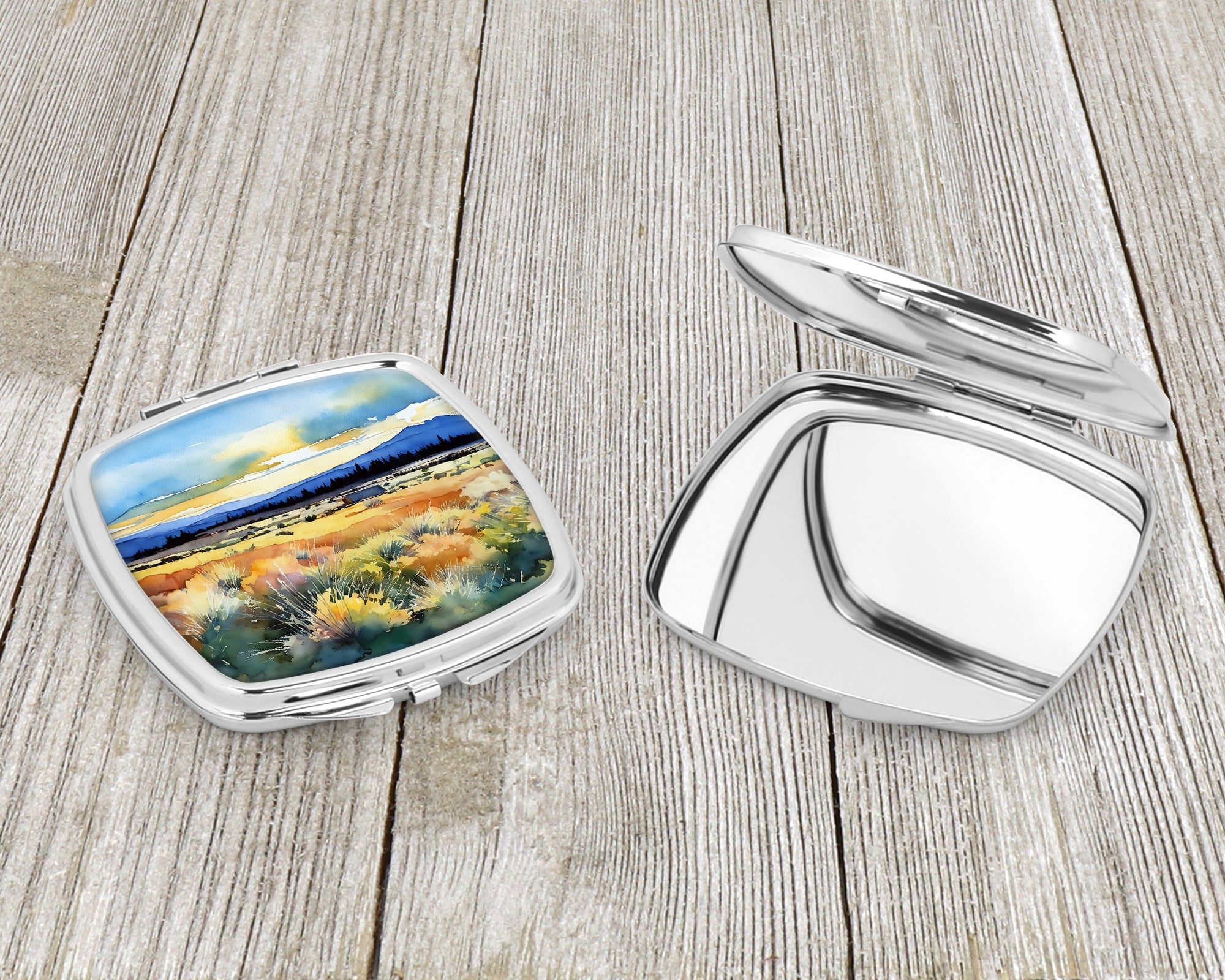 Nevada Sagebrush in Watercolor Compact Mirror Decorative Travel Makeup Mirror for Women Girls Gifts Pocket Makeup Mirror Folding Handheld