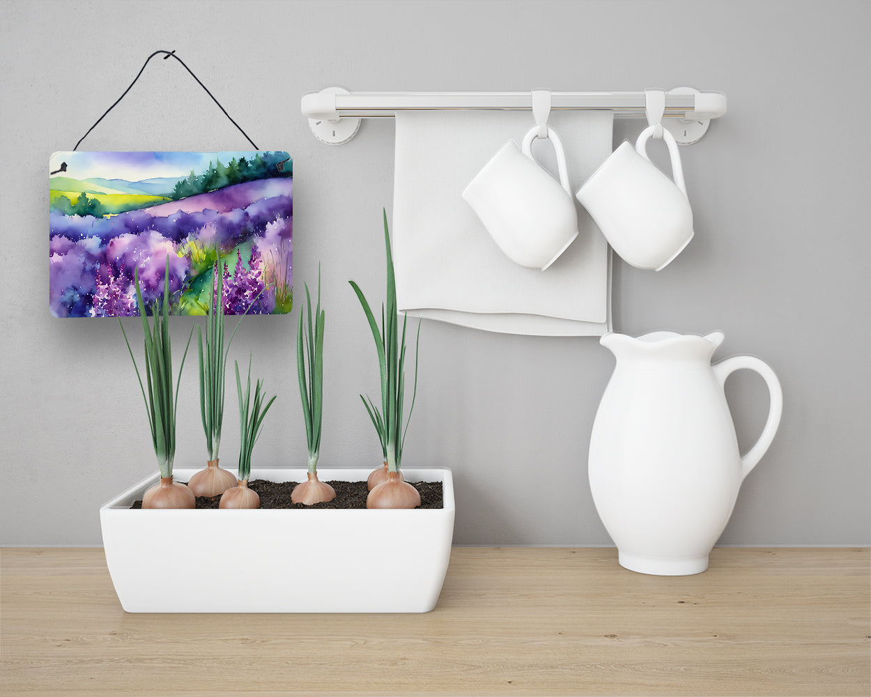 New Hampshire Purple Lilac in Watercolor Wall or Door Hanging Prints Aluminum Metal Sign Kitchen Wall Bar Bathroom Plaque Home Decor, 8HX12W, Multicolor