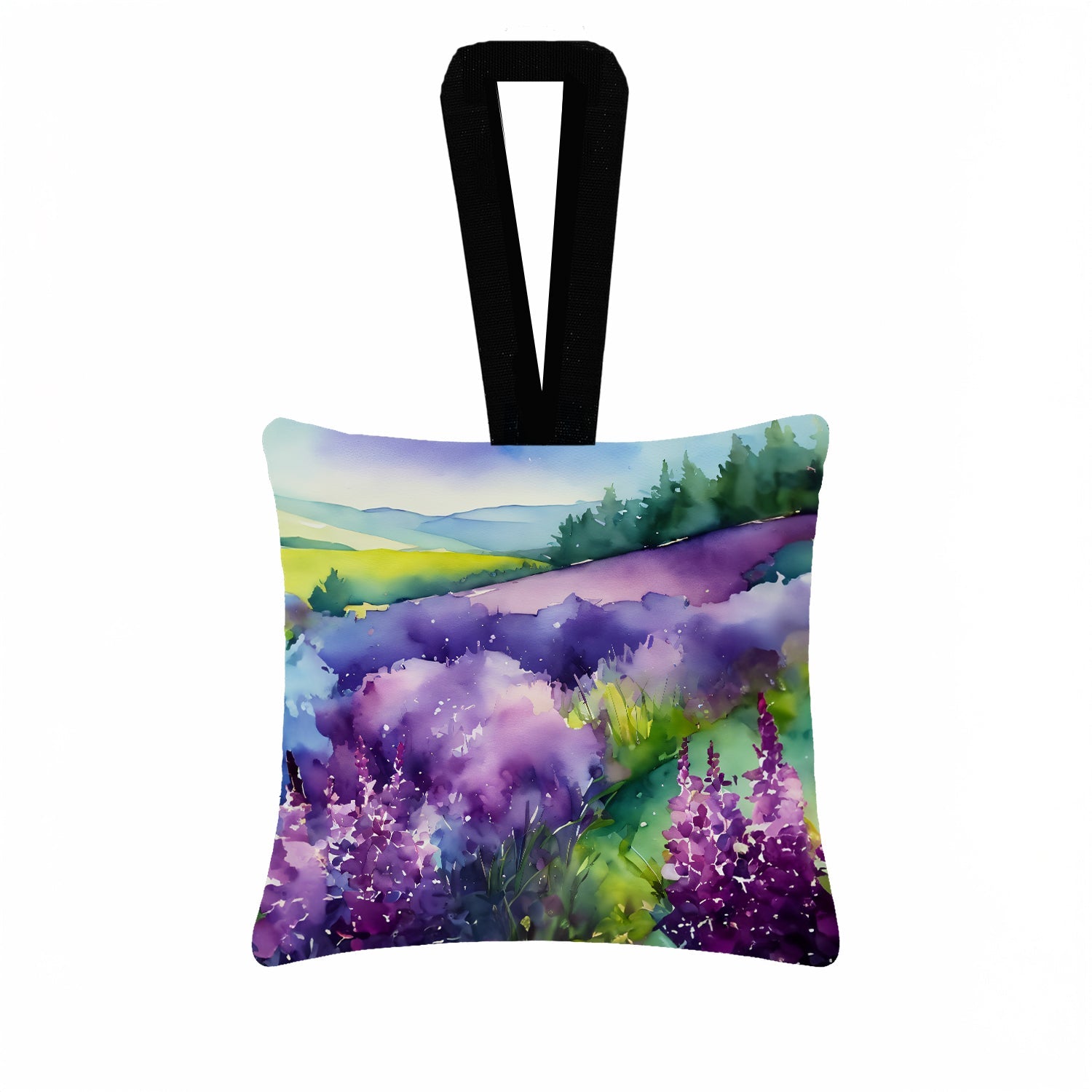 New Hampshire Purple Lilac in Watercolor Hanging Square Fabric Ornament 3.5 × 3.5 Decorative Door-Knob & Tree Hanger, Soft Fabric