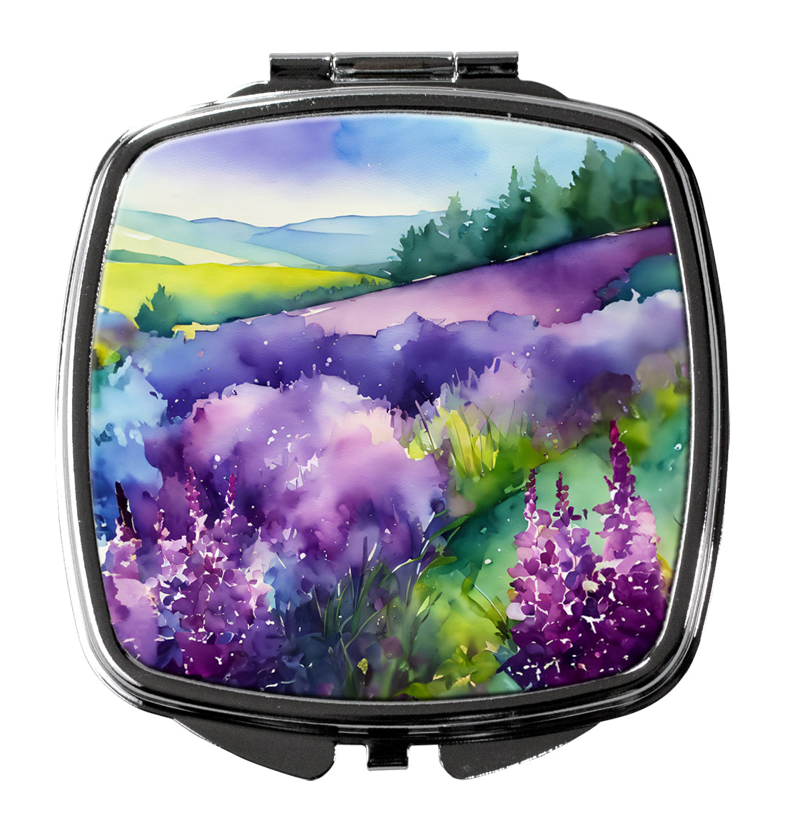 New Hampshire Purple Lilac in Watercolor Compact Mirror Decorative Travel Makeup Mirror for Women Girls Gifts Pocket Makeup Mirror Folding Handheld