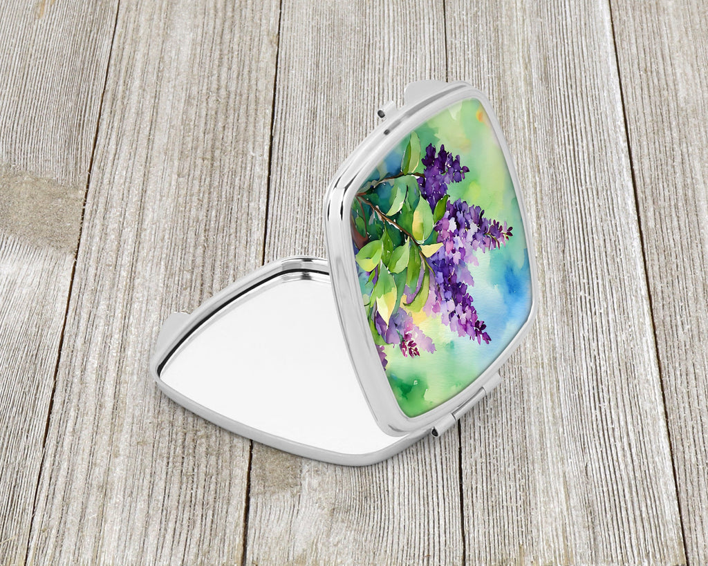 New Hampshire Purple Lilac in Watercolor Compact Mirror Decorative Travel Makeup Mirror for Women Girls Gifts Pocket Makeup Mirror Folding Handheld
