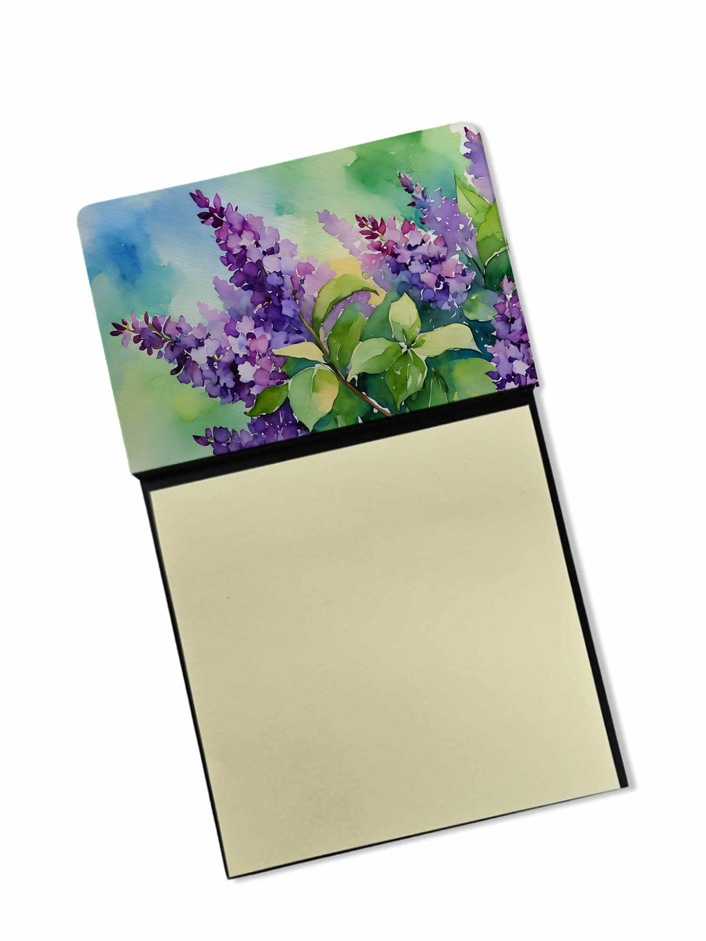 New Hampshire Purple Lilac in Watercolor Watercolor Sticky Note Holder Refillable Dispenser Desk Accessory 3x3 Pad Gift