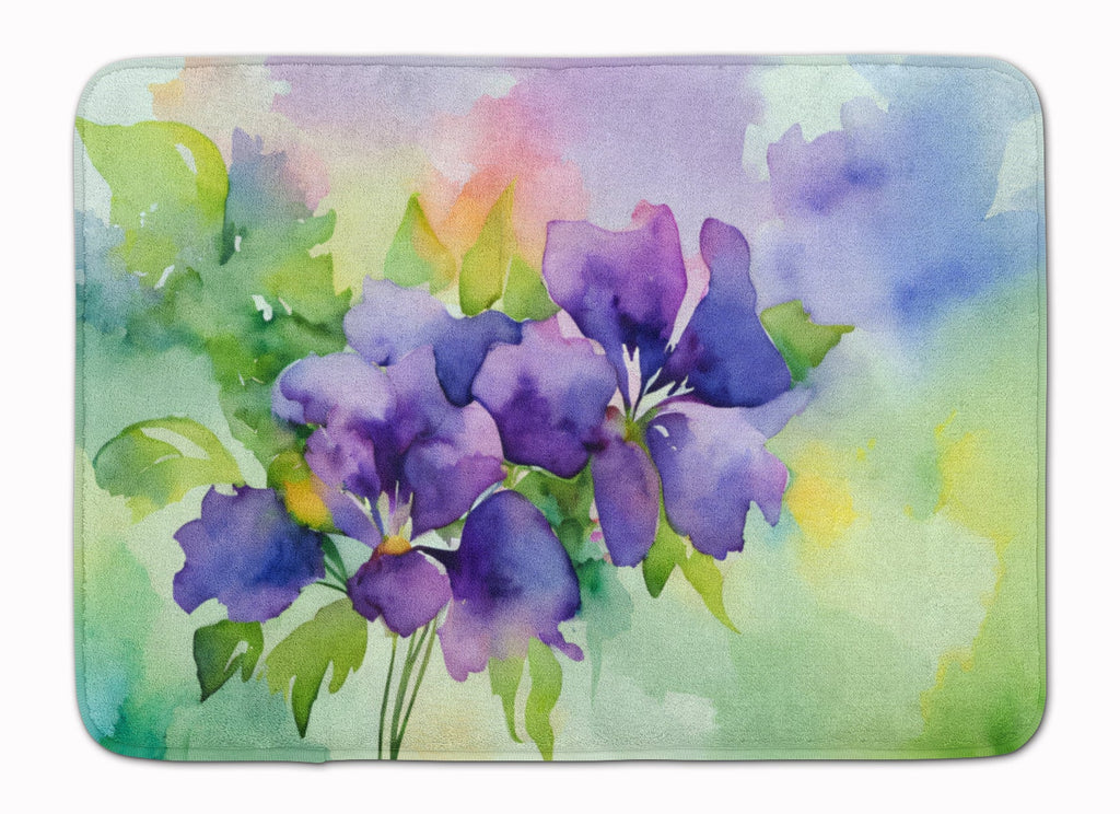 New Jersey Violet in Watercolor Memory Foam Kitchen Mat Machine Washable Anti-Fatigue Cushion Comfort Bath or Kitchen Rug