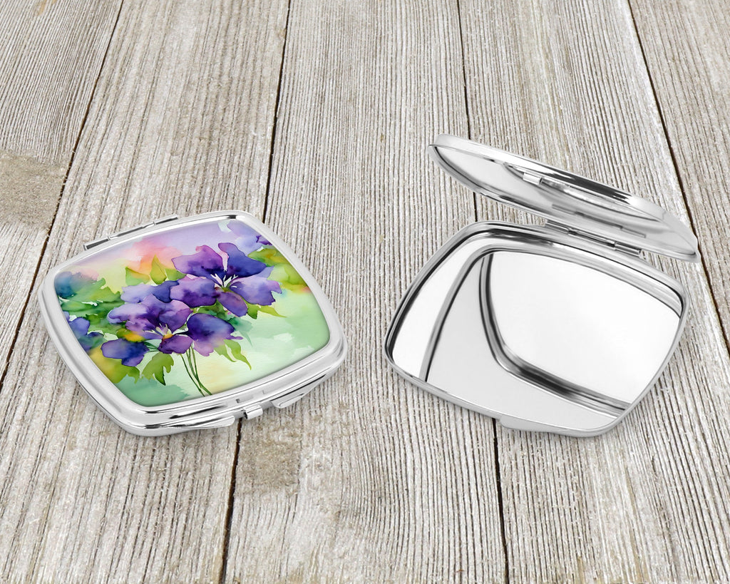New Jersey Violet in Watercolor Compact Mirror Decorative Travel Makeup Mirror for Women Girls Gifts Pocket Makeup Mirror Folding Handheld