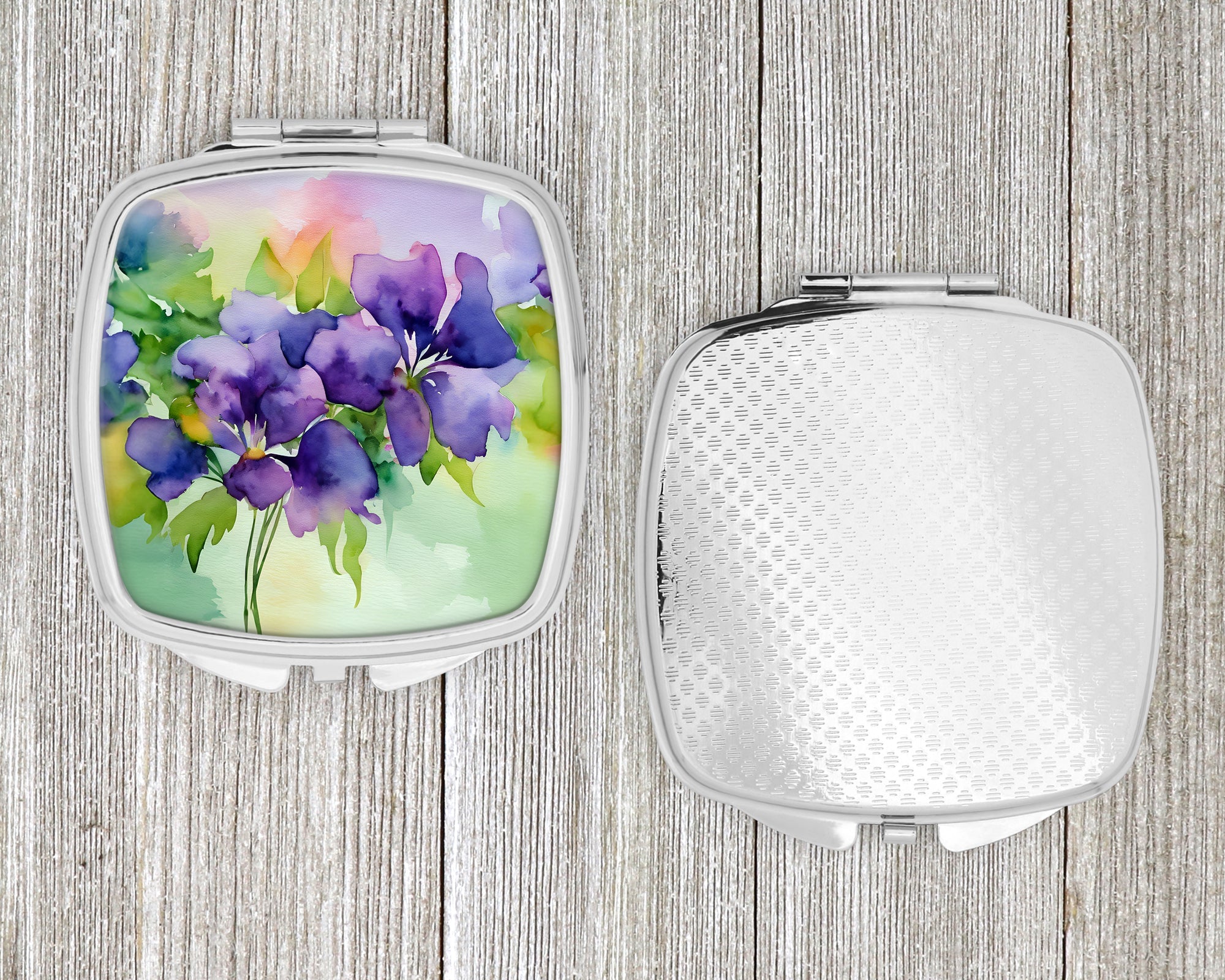 New Jersey Violet in Watercolor Compact Mirror Decorative Travel Makeup Mirror for Women Girls Gifts Pocket Makeup Mirror Folding Handheld